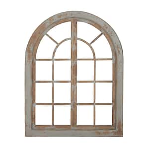 48 in. x 37 in. Gray Arched Window Wood Wall Art
