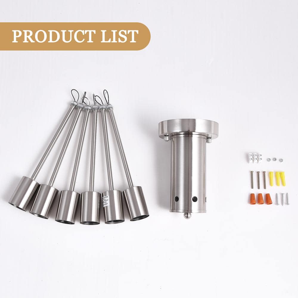 Nickel 6-Light Sputnik Linear Chandelier