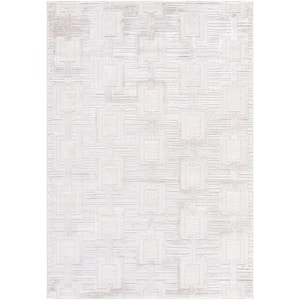 Wolly Ivory/White Modern 7 ft. x 9 ft. Indoor Area Rug