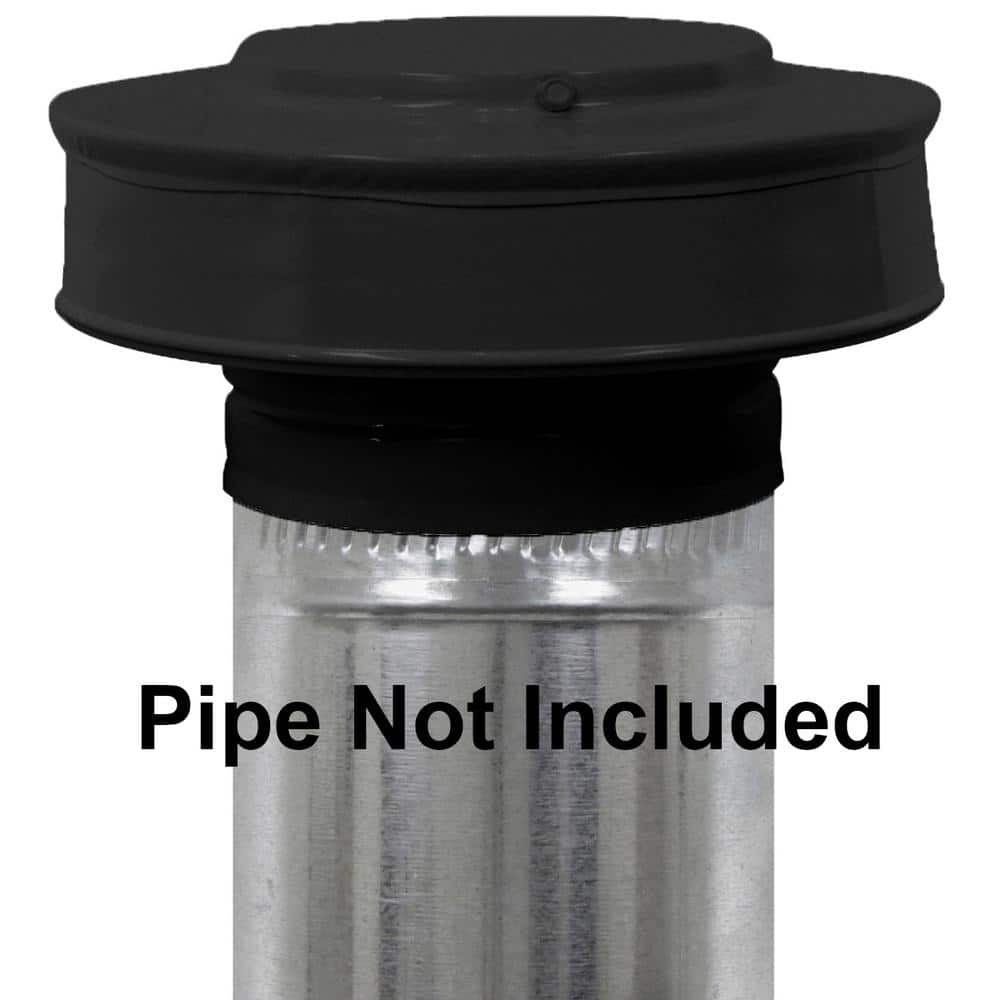 7 in. Dia Aluminum Vent Pipe Cap in Black