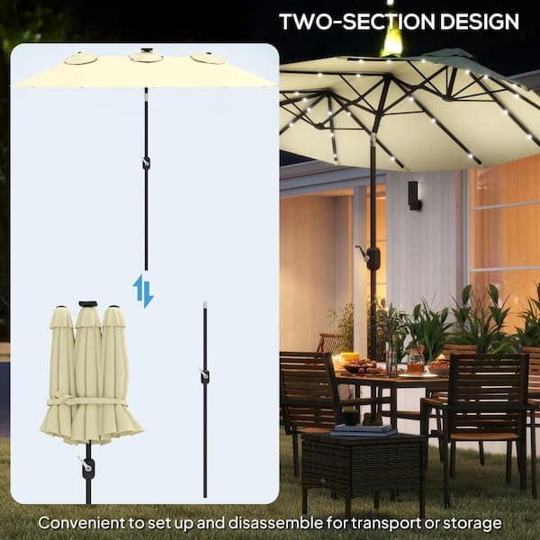 人文 #OUTDOOR Outsunny Sun Umbrella 8.8' x 6.7' x 8.1' Dark Gray| Aosom.com
