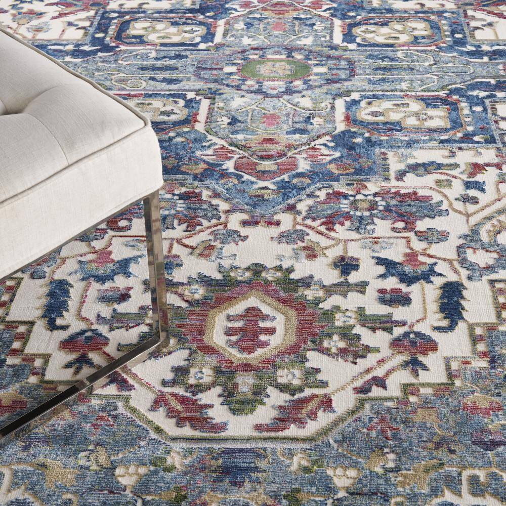 Ankara Global Ivory Navy 8' x 10' Easy-Care Synthetic Rug