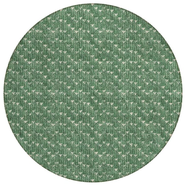 HomeRoots Sage 8 ft. Round Geometric Indoor / Outdoor Area Rug