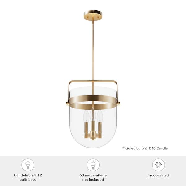 Hunter - Karloff 3-Light Alturas Gold Island Pendant Light with Clear Glass Shade