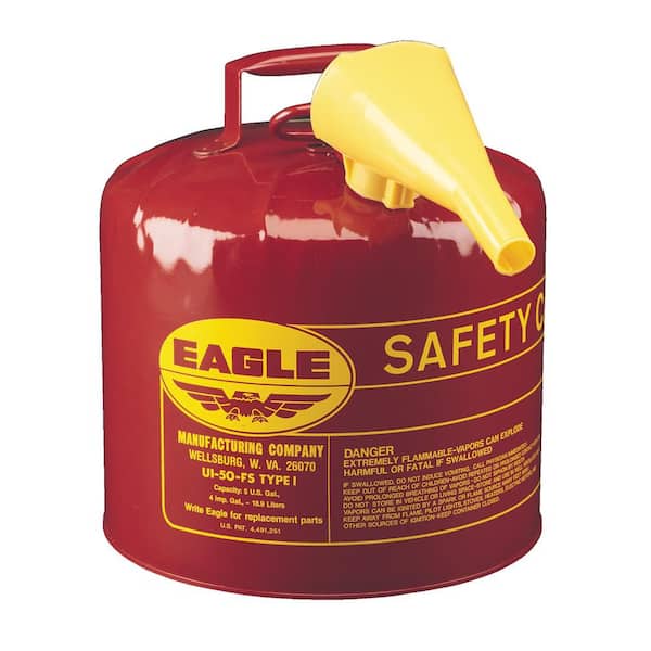 Unbranded Red Galvanized Steel Type I Gasoline Safety Can with Funnel - 5 Gal Capacity