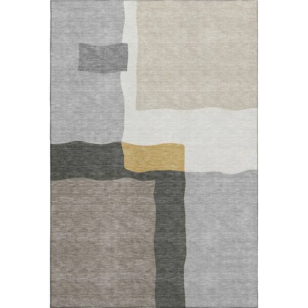 Mayfield Premium Machine Washable Abstract AMF2400 Gray 10 ft. x 14 ft. Area Rug