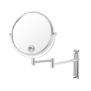 8 in. W x 8 in. H Round 10 Magnifying Height Adjustable Telescopic Wall Mounted Bathroom Makeup Mirror in Chrome