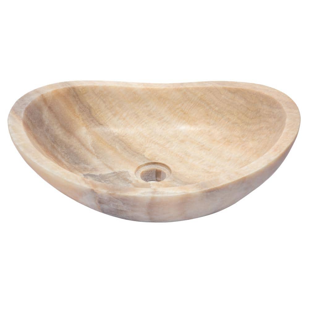 18'' Beige Stone Oval Vessel Bathroom Sink