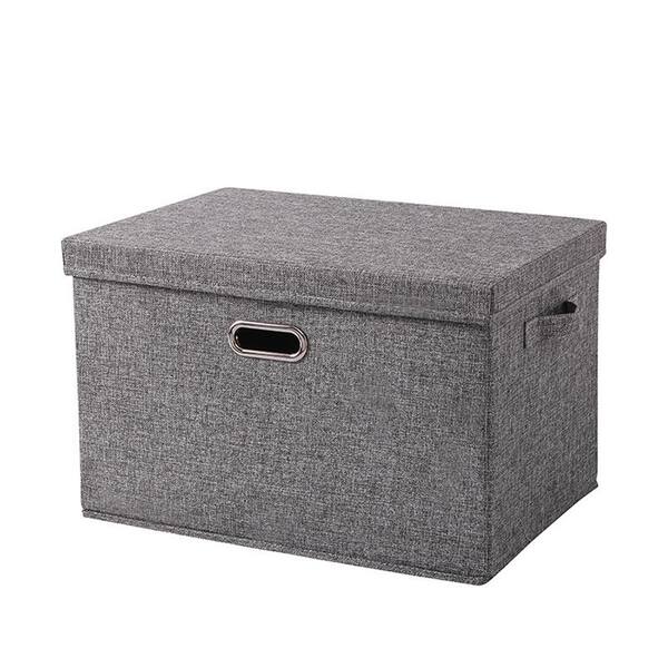 Unbranded 50 qt. Fabric Collapsible Storage Bin with Lid in Gray (3-Pack)