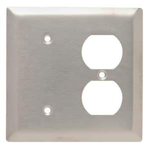 Pass & Seymour 302/304 S/S 2 Gang 1 Duplex 1 Strap Mount Blank Wall Plate, Stainless Steel (1-Pack)