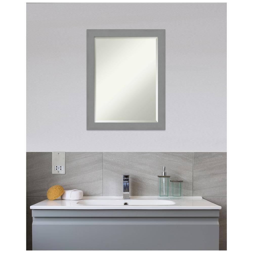 Contemporary Silver Rectangular Beveled Wall Mirror