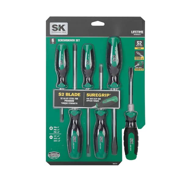 SK SK01373 6-Pieces Pro Grip Screwdriver Set-Hex Drivers SK01373