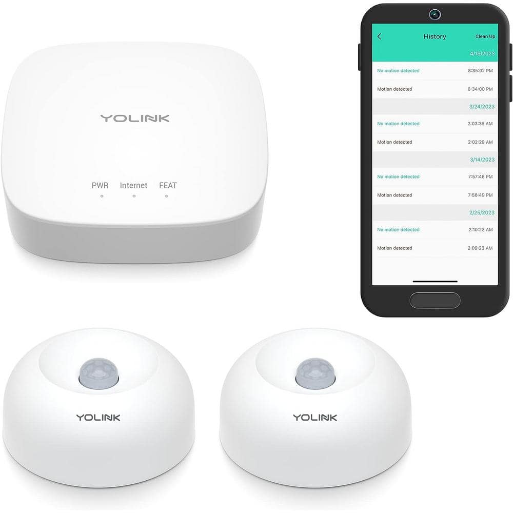 YoLink LoRa 1/4 in. Wireless Range Smart Motion Sensors, Regular Hub