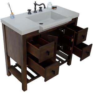 39 in. W x 20.5 in. D x 36 in. H Single Vanity in Rustic Wood with Gray Concrete Top