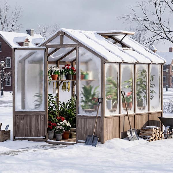 Secretree 6 ft. W X 8 ft. D Premium Cedar Wood Greenhouse with 100
