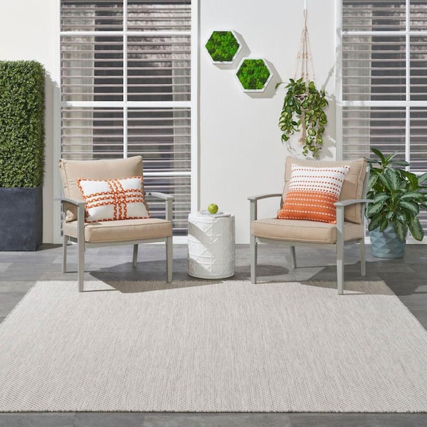 Courtyard Ivory Silver 10 ft. x 10 ft. All-Over Design Contemporary Square Area Rug