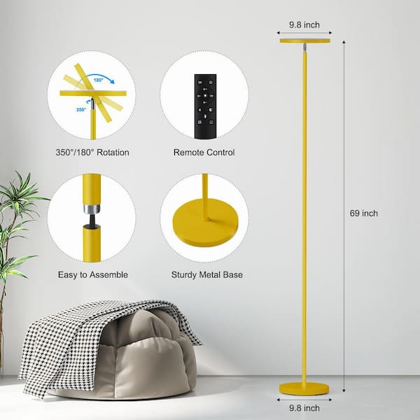 FULSUNT RGB Torchiere Floor Lamp – 32W/3200LM Smart LED Standing Light With Remote & Foot Switch, Stepless Dimming, 2700K-6500K, Adjustable Head For Living Room, Bedroom, Office