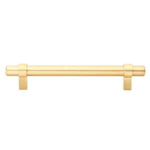 5 in. (128mm) Center-to-Center Solid Satin Gold Euro Style Cabinet Drawer Bar Pulls (10-Pack )