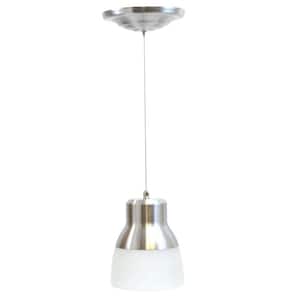 24-LED Nickel 2.25-Watt Integrated LED Battery Operated Ceiling Pendant with Frosted Glass Shade