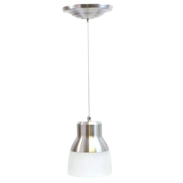 It S Exciting Lighting 24 Light Nickel 2 25 Watt Integrated Led Battery Operated Ceiling Pendant With Frosted Glass Shade Iel 5778 - Battery Operated Ceiling Lights No Wiring
