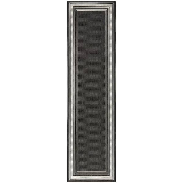 Hampton Bay Cooper Black  Doormat 2 ft. x 7 ft. Border Indoor/Outdoor Area Rug