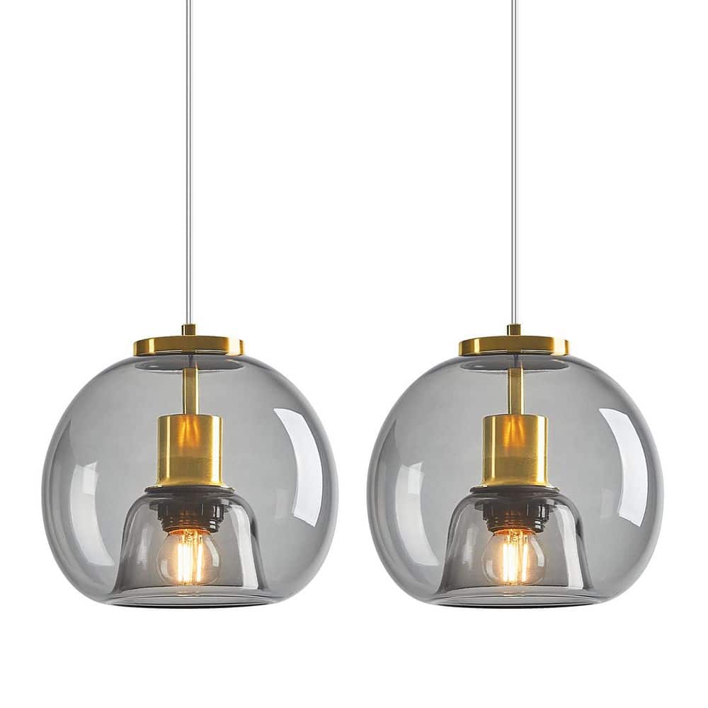 Home Lighting ‎60-Watt 1 Light Light Grey Glass Globe Pendant Light for Kitchen Island No Bulbs Included, 2-Pack price history on PriceWatchPro