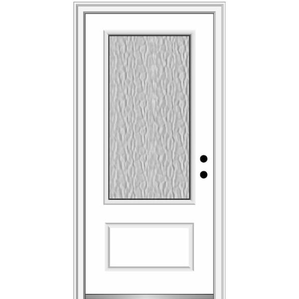 MMI DOOR Vapor 36 in. x 80 in. Left-Hand Inswing 3/4 Lite 1-Panel Primed Fiberglass Prehung Front Door with 4-9/16 in. Frame