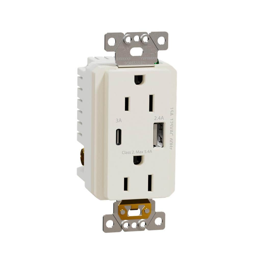 X Series 15 Amp 125V Tamper Resistant Indoor USB A/C 5.4 Amp Duplex Decorator Outlet Back Wire Clamps Matte Light Almond price history on PriceWatchPro