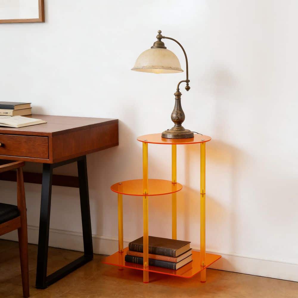 16.7 in. x 23.5 in. Orange 3-Tier Round Acrylic End Table for Living Rooms and Bedrooms price history on PriceWatchPro