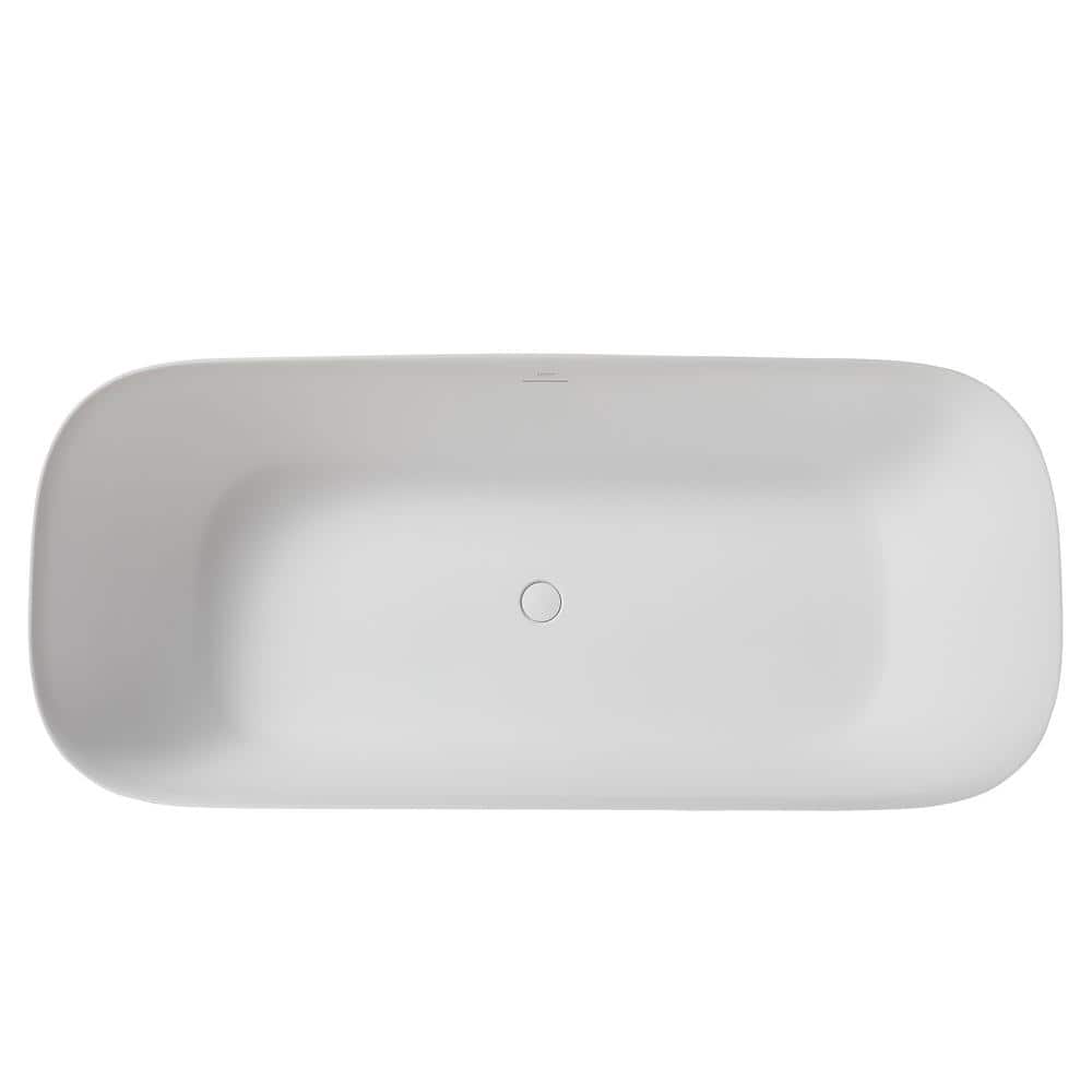 67'' White Solid Surface Freestanding Soaking Bathtub