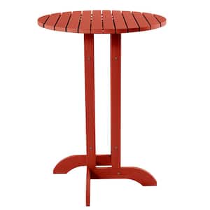 Rustic Red 30 in. Recycled Plastic Round Bar Dining Table