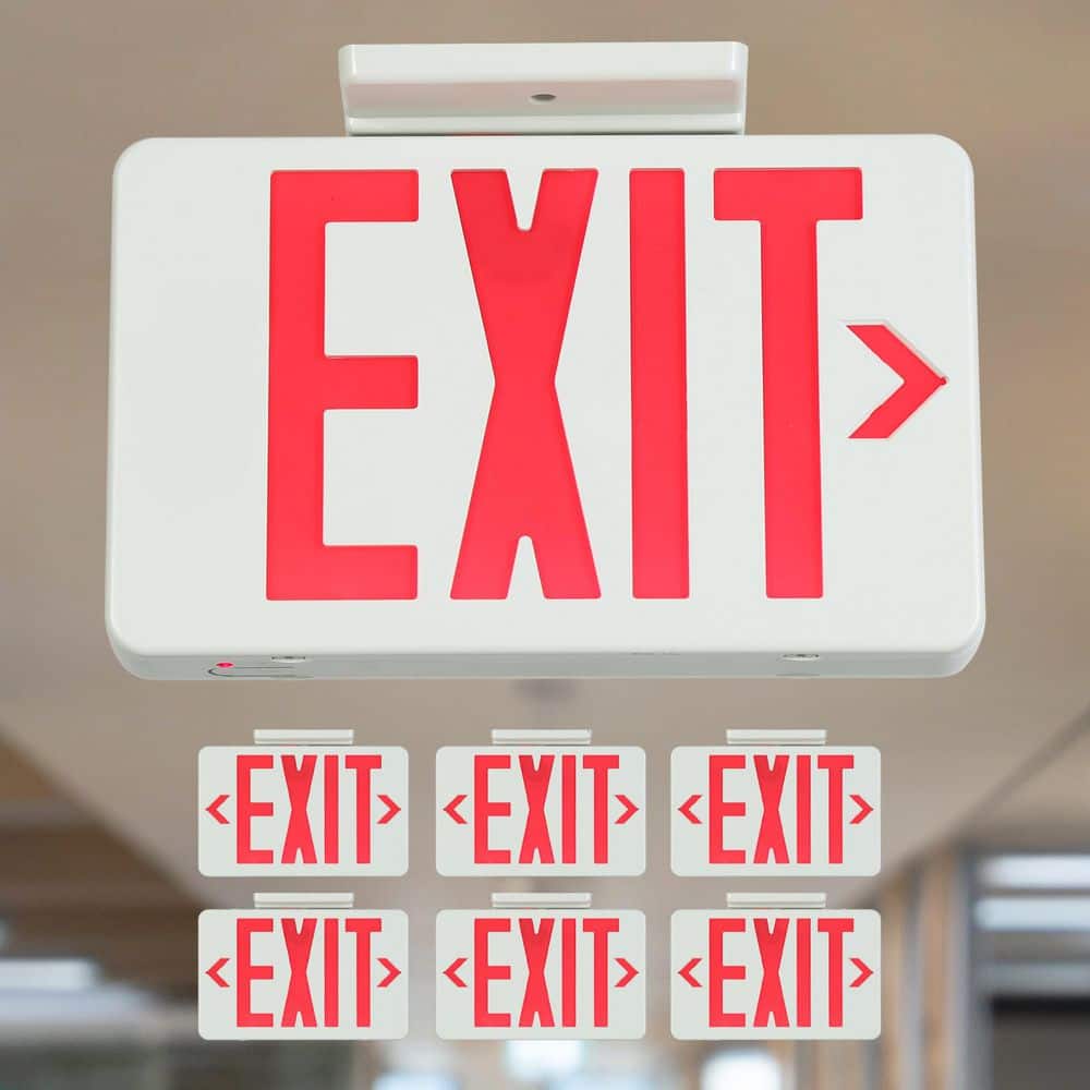 LNC Hardwired White and Red Double Face Integrated LED Exit Sign