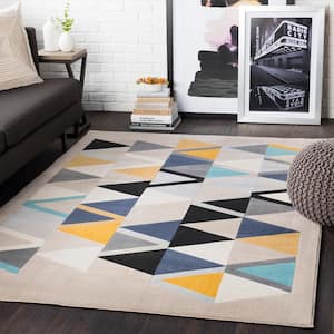 Astvin Yellow/Blue 9 ft. 3 in. x 12 ft. 3 in. Geometric Area Rug