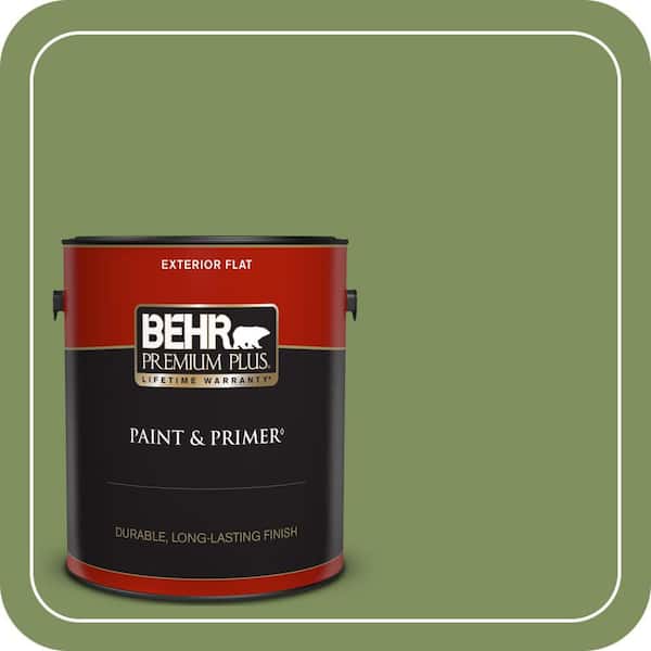 BEHR PREMIUM PLUS 1 gal. #PPU10-03 Green Energy Flat Exterior Paint & Primer