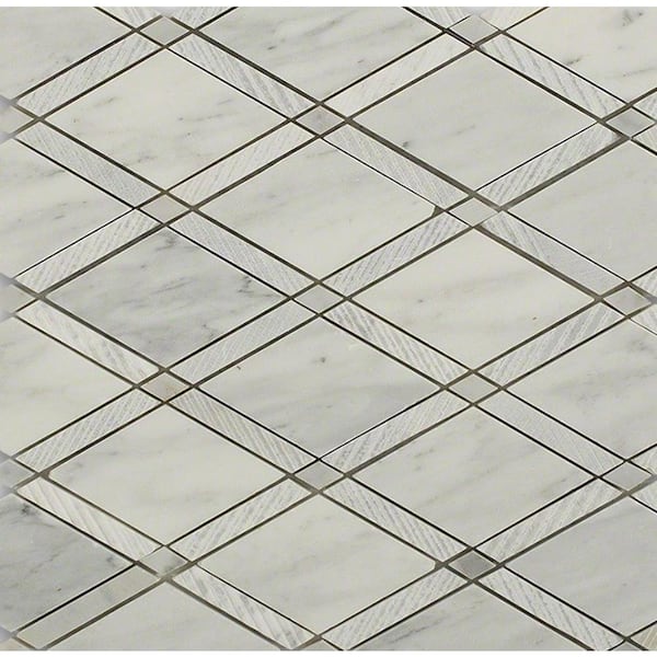 Ivy Hill Tile Grand Textured White Carrera 11 in. x 12 in. x 10 mm Polished Marble Mosaic Tile