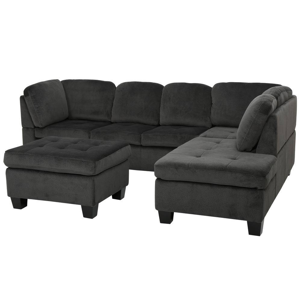 Charcoal Microfiber Sectional Sofa | Baci Living Room