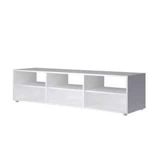 Media 58 in. White TV Stand with 6-Shelves Holds TV's up to 55 in. with Cable Management