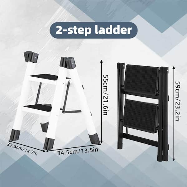 2-Step Lightweight Steel Step Stool (7 ft. Reach), 300 lb. Load Capacity Type IA Duty Rating