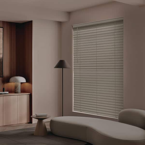 Custom Designer 2.5 in. Ultra Blackout Faux Wood Blinds for Windows