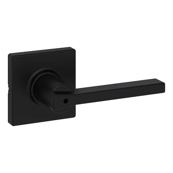 Kwikset Casey Matte Black Bed/Bath Privacy Door Handle Featuring Microban with Lock