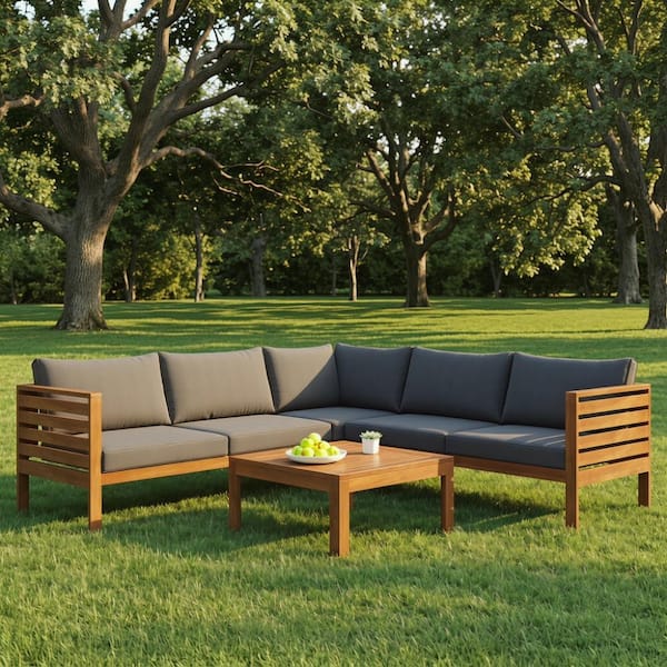 Grovefield Exotic 4-Piece Brown Acacia Wood Outdoor Patio