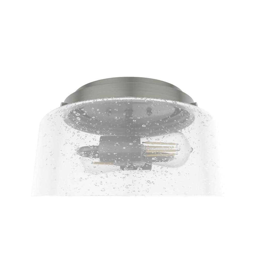 Hartland Brushed Nickel Seeded Glass Flush Mount Ceiling Light