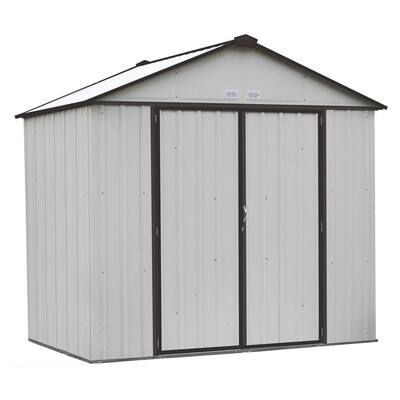 8 ft. WH x 7 ft. H x 7 ft. D EZEE Galvanized Steel High Gable Shed in Cream/Charcoal Trim with Snap-IT Quick Assembly