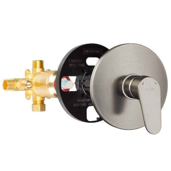 Tru-Temp 1-Handle Pressure Balanced 1/2 in. Rough-In Valve Trim Kit in Brushed Nickel (Valve Included)