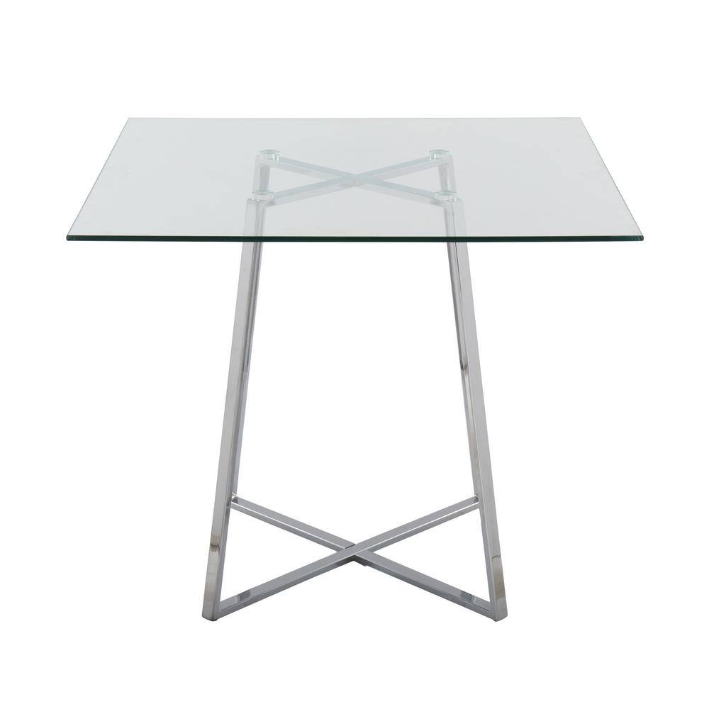 36" Clear Glass and Chrome Square Dining Table