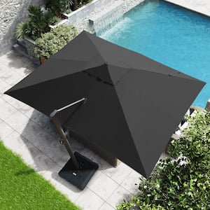 13 ft. x 10 ft. Single Top Cantilever Patio Umbrella in Black