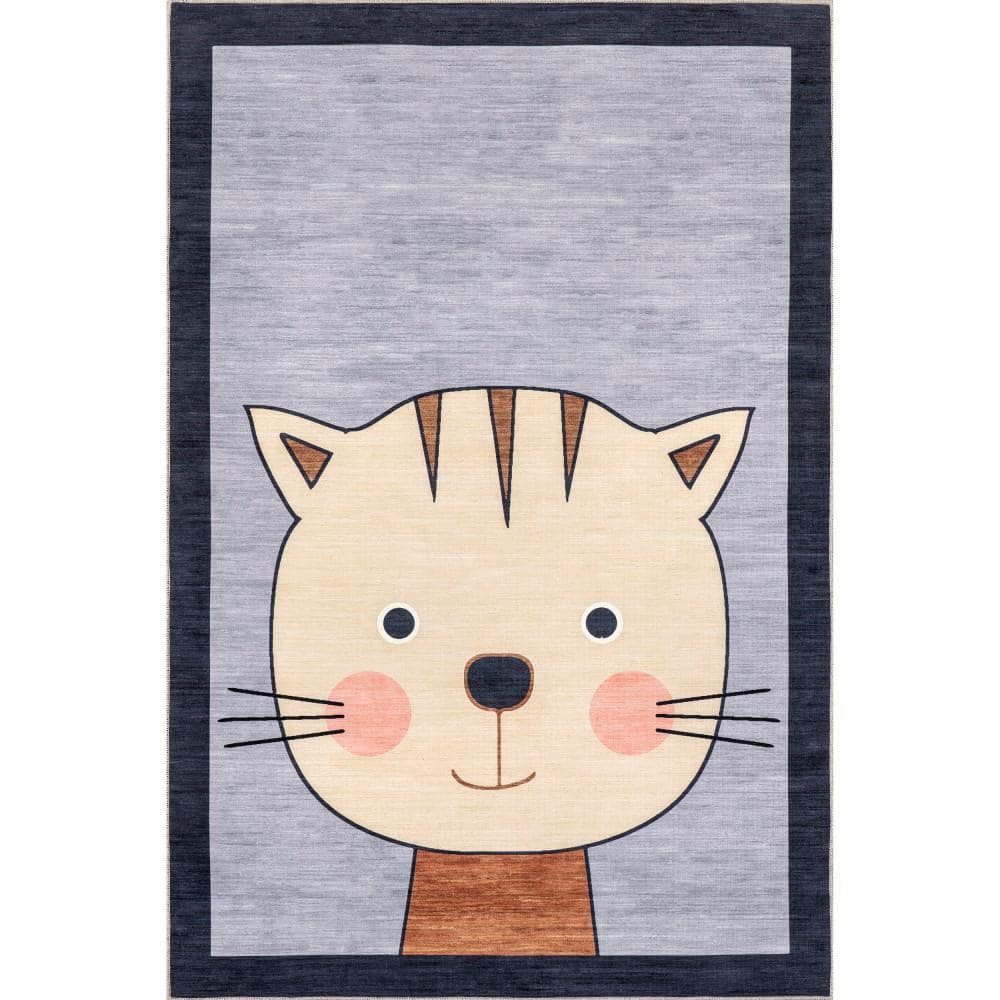 nuLOOM Samantha Kitten Kids Machine Washable Blue 7 ft. x 9 ft. Area Rug