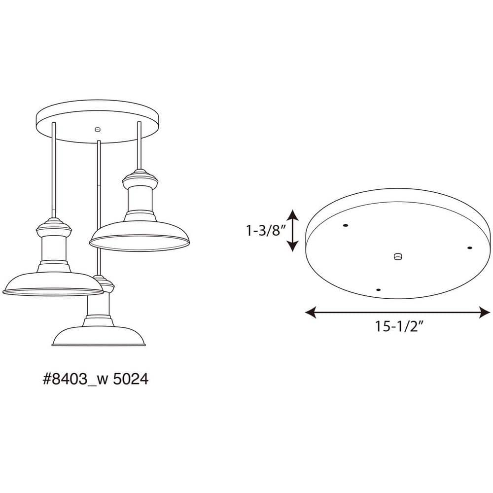 Antique Bronze Round Pendant Canopy for 3 Lights