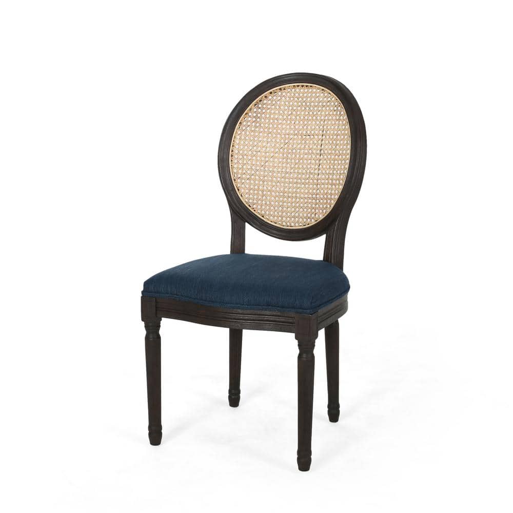 Elegant Navy Blue High-Back Wooden Side Chair Set of 2