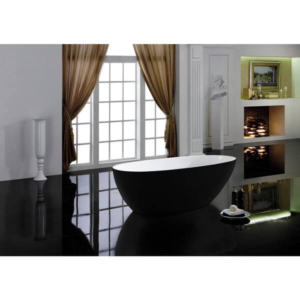 Layla 67 in. Acrylic Classic Flatbottom Non-Whirlpool Freestanding Oval Bathtub in Black Matte Layla 67 in. Acrylic Classic Flatbottom Non-Whirlpool Freestanding Oval Bathtub in Black Matte